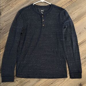 Sonoma Dark Blue Speckled Long Sleeve Henley
